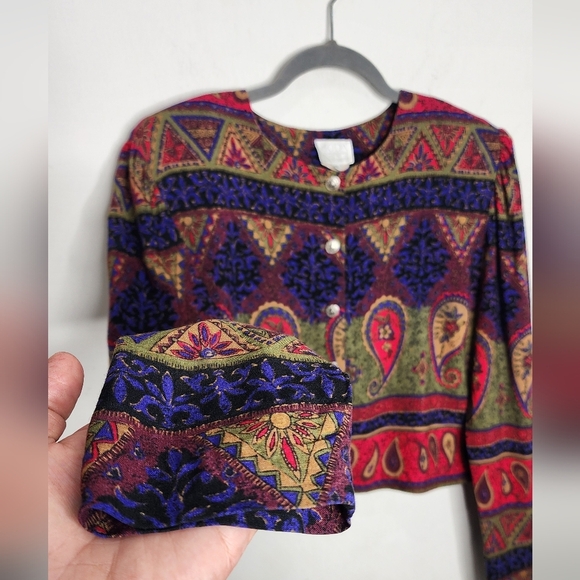 70's Puff Bishop Sleeve CottageCore Sweater Top Size 12 - Picture 5 of 7